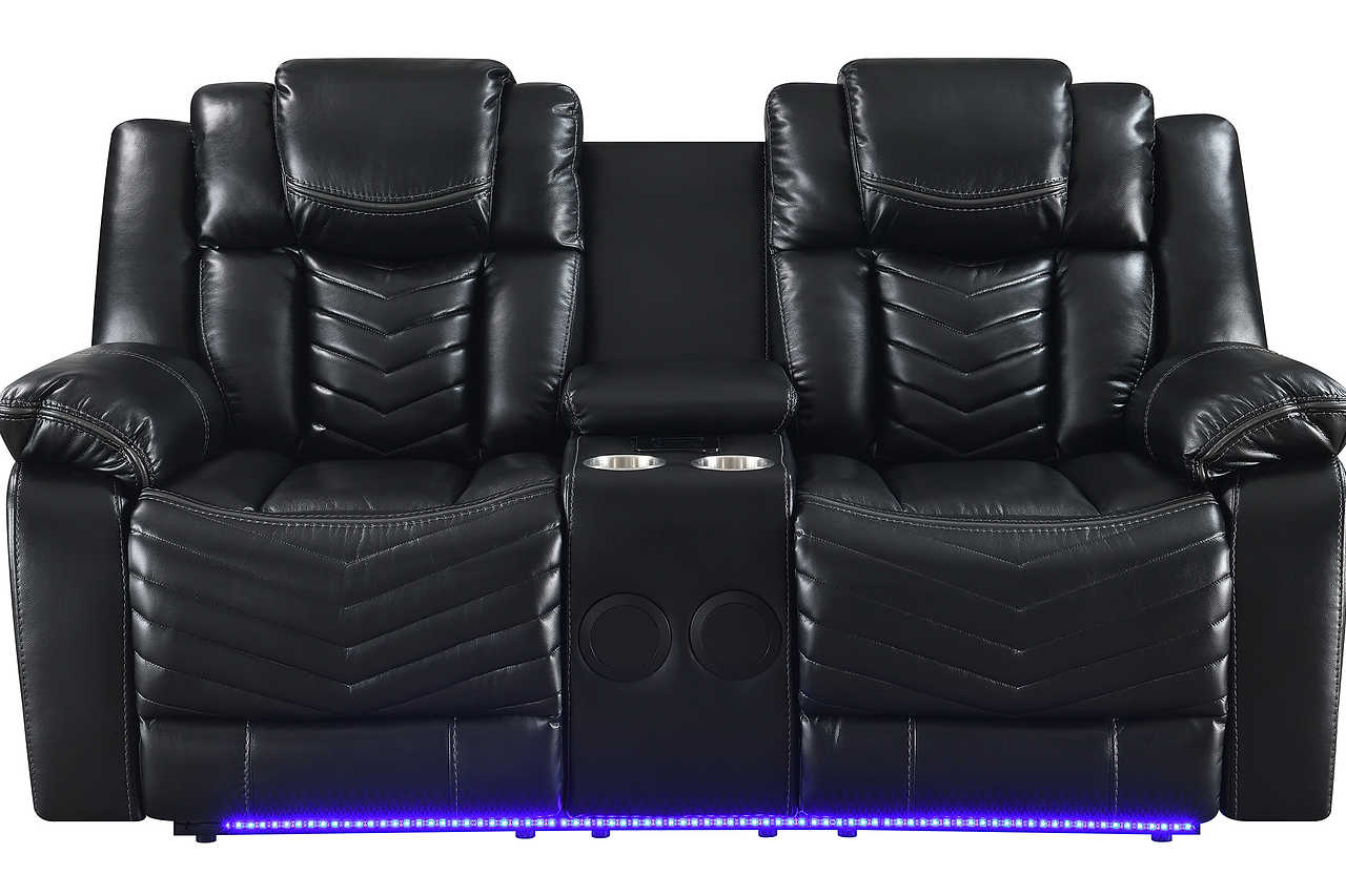 Side view of Lucky Charm leather gel reclining sofa