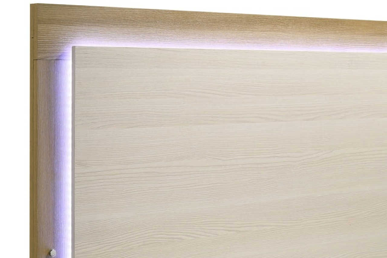 Side angle of Maya Natural LED Panel Bedroom Set bed