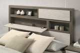 bedroom view of River Light Gray Bookcase Platform Bedroom Set bed