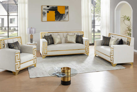 Hira Cream Living Room Set sofa frontal view
