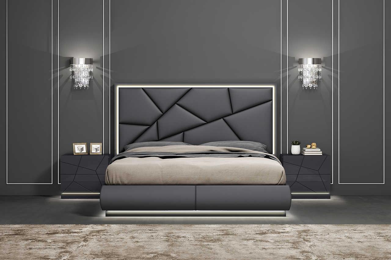 Zoe Graphite Modern Contemporary High Gloss Lacquer Solid Wood 5-Drawers Chest - Ella Furniture