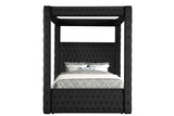 Mansion Black Upholstered Tufted Canopy Platform King Bed