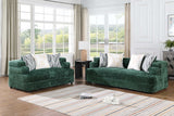 side view of Stepso Green Boucle loveseat