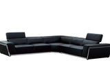 Domo Black Leather Match Sectional Sofa room setting view