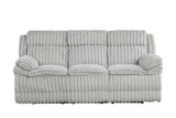 Open console on loveseat showing storage space