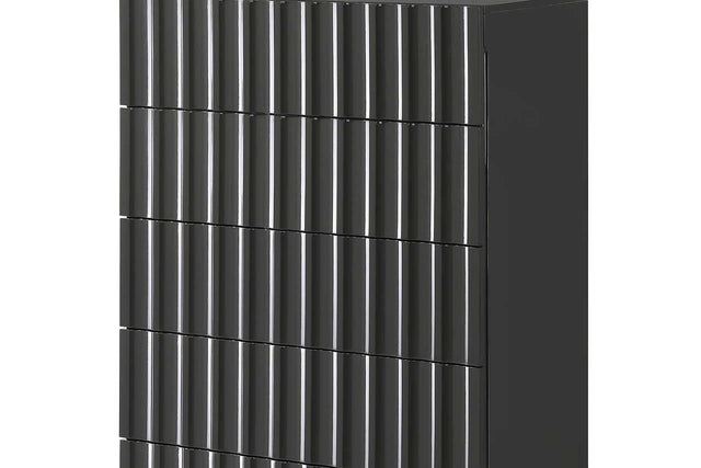 Mona Gray Chest front view showing drawer design