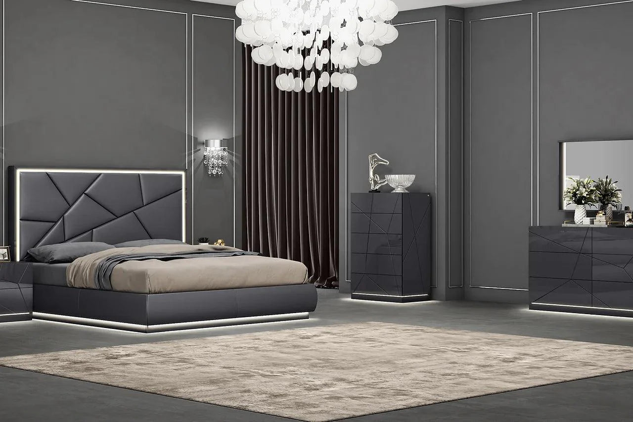 Zoe Graphite 2-Drawer Nightstand angled side view