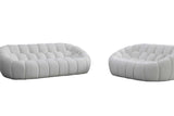 Bubbles White Boucle Living Room Set