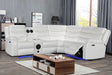 White power reclining sectional sofa front left angle