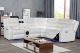 White power reclining sectional sofa front left angle