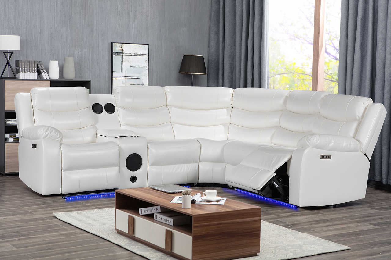 Turbo White Power Reclining Sectional