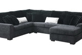 Brady black fabric ottoman top angle