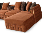 Textured fabric detail on Sicilya Rust Orange Sectional Sofa