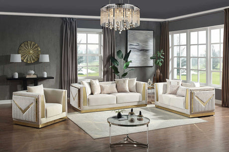 Front view of Monaco Cream Velvet living room sofa
