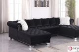 Living room setting with Jordan II Cream Velvet Tufted Sectional Sofa
