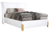 Side view of Glamor white nightstand showing gold hardware