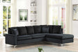 Elina sectional sofa in black velvet, front angle view