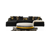 Close-up detail of Sicilya Black Sectional sofa fabric and cushions