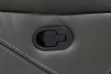 Side view of Concord reclining sofa with drop-down table