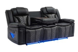Prime Time Black Air Leather 3-Piece Reclining Set