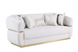 Carmela cream velvet living room set side perspective