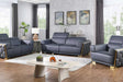 Hexor navy leather sofa front angle