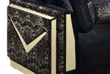 Front view of Monaco Black Velvet Sofa and Loveseat Set