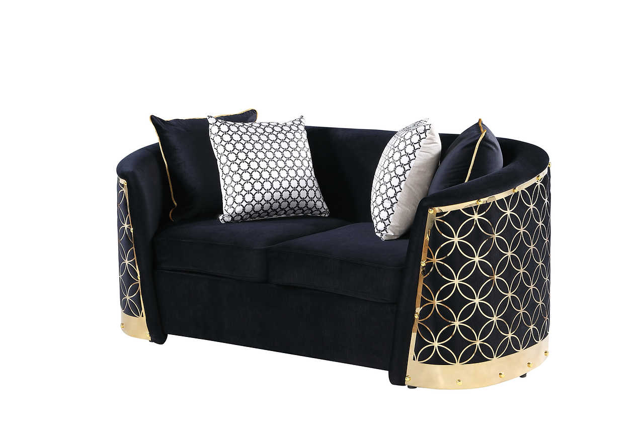 Front angle of Athena Black Living Room Set