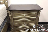 Santa Monica Antique Silver Solid Wood 5-Drawer Chest close detail