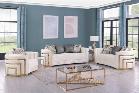 Minerva Cream Velvet Living Room Set main view