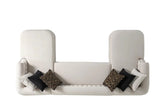 Brooklyn Cream Fabric Tufted Sectional sofa front corner view