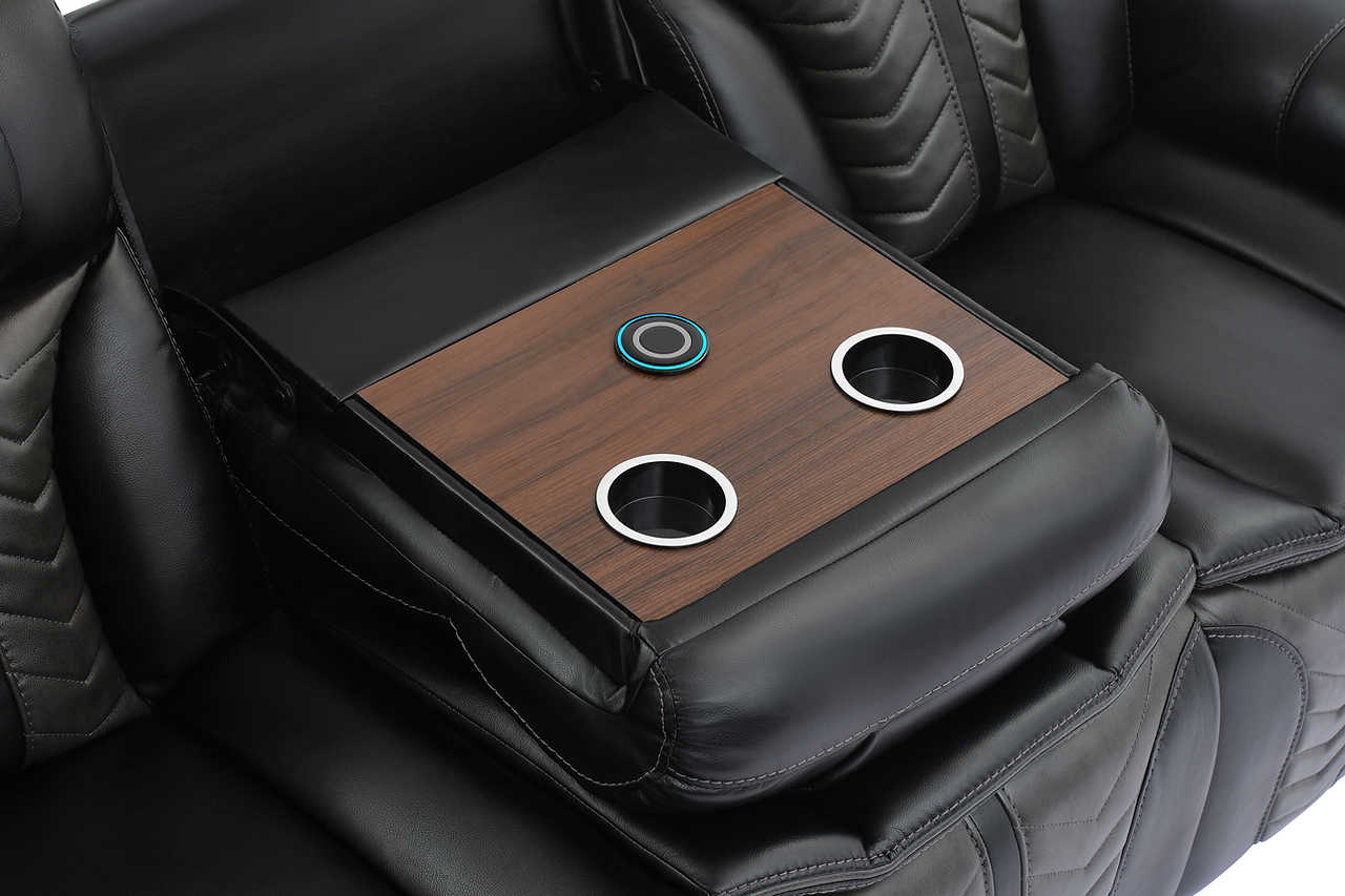 Prime Time Black Air Leather 3-Piece Reclining Set