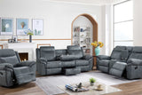 Rio Grande gray microfiber reclining sofa with drop-down table and USB port