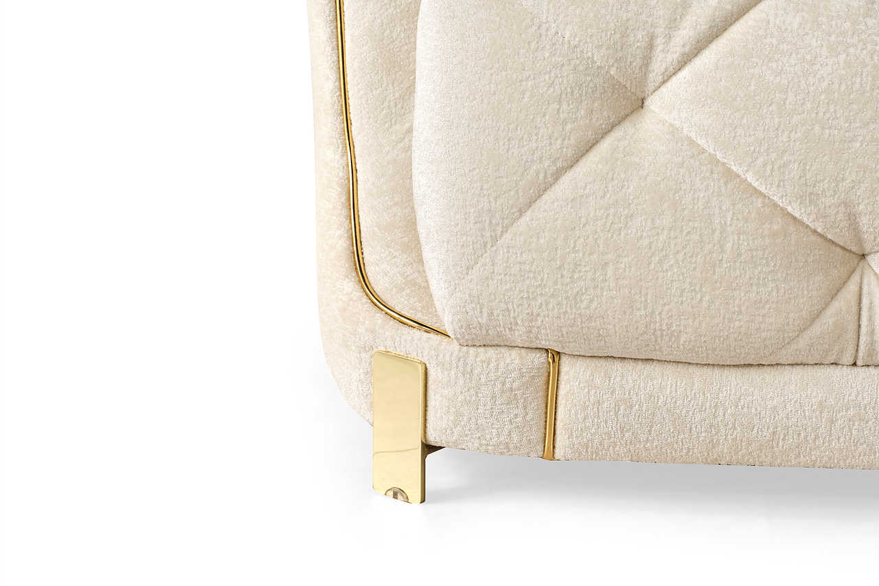 Elit Off White chenille chair angled left