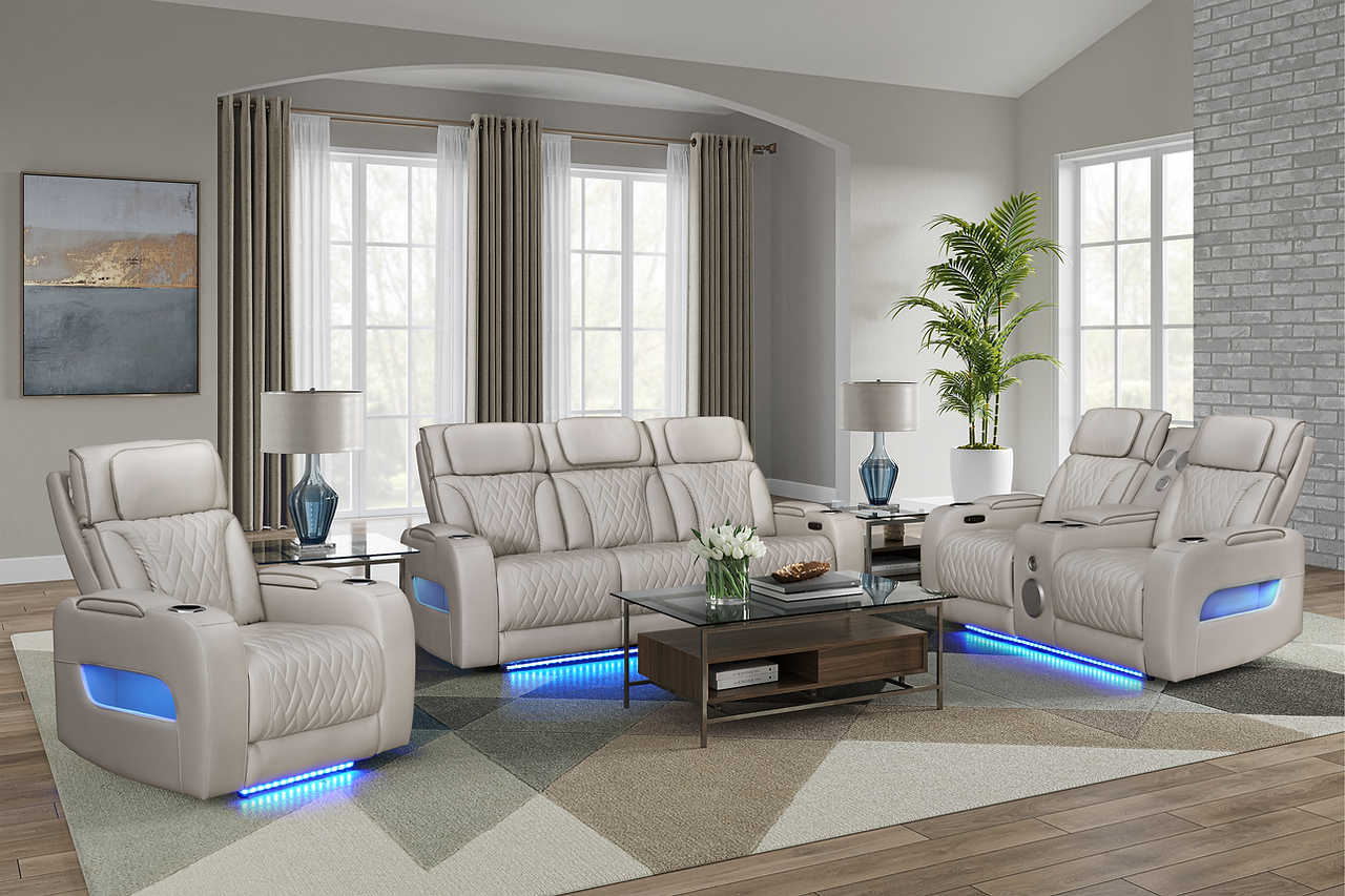 Close-up of Beige Air Leather upholstery on recliner