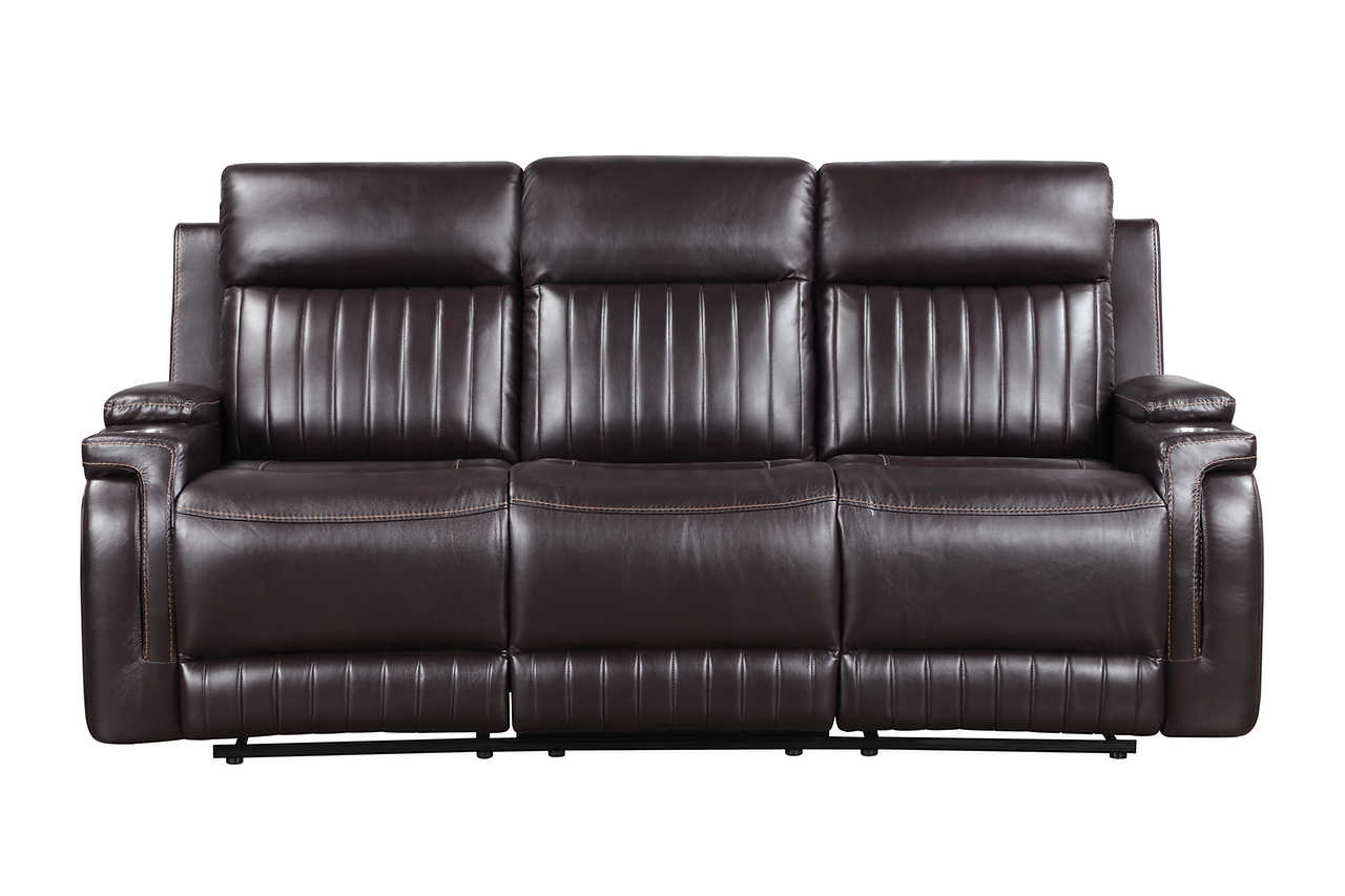 Single recliner chair with brown AirLeather upholstery