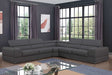 main view of Pella Dark Grey Leather Sectional sofa