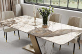 Goldie dining table gold stainless steel base detail