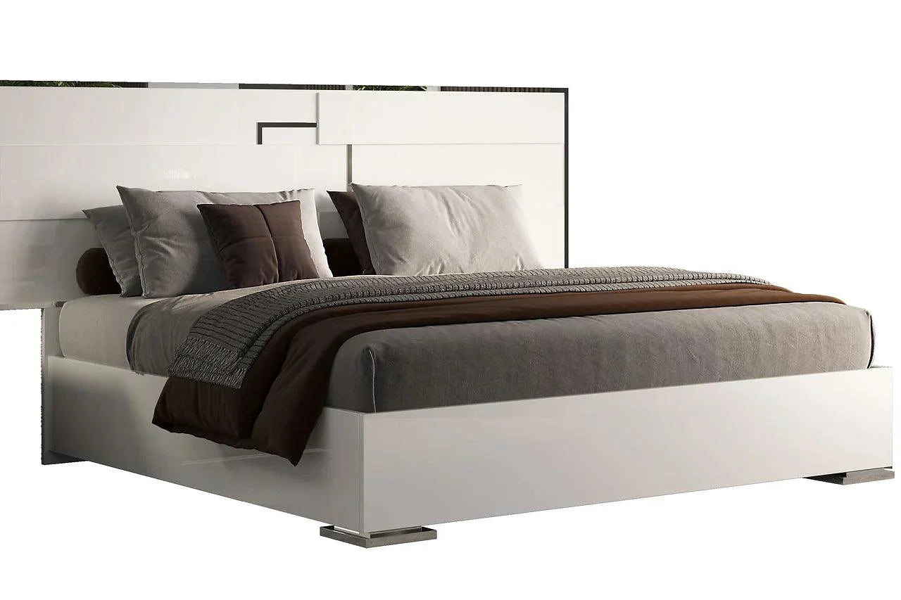 Close-up of drawer handles on Infinity White Nightstand