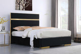 Cartier Black and Gold Velvet Upholstered Platform King Bed front view