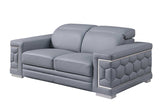 detail view of Favo Light Blue Leather Living Room Set furniture