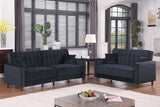 Cozy Black Living Room Set front view showing sofa and loveseat