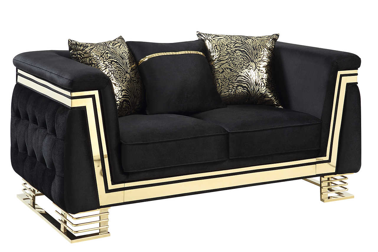 Detail of upholstery and gold accents on Ashton sofa