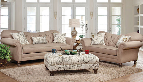 Abington Safari sofa and loveseat living room set, front view