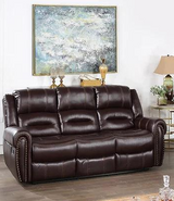 Houston Brown Reclining Sofa with Air Leather Upholstery
