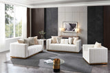 Alisha Ivory Living Room Set front view showing sofa and loveseat