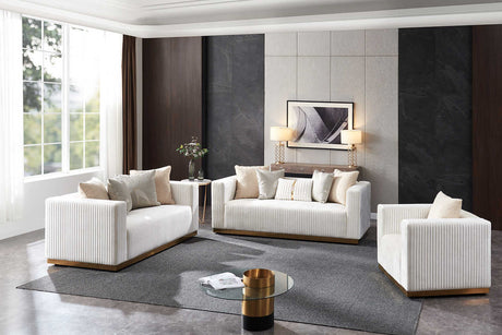 Alisha Ivory Living Room Set front view showing sofa and loveseat