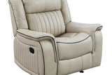 Cream faux leather sofa close-up