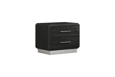 Dion dark gray modern 2-drawer nightstand front view