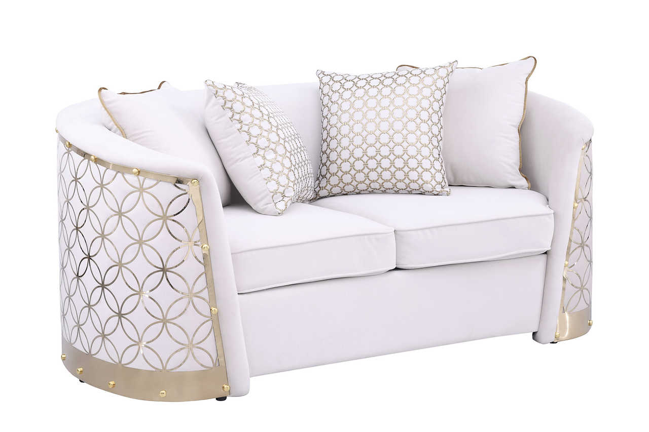 Athena Cream Sofa angled front view